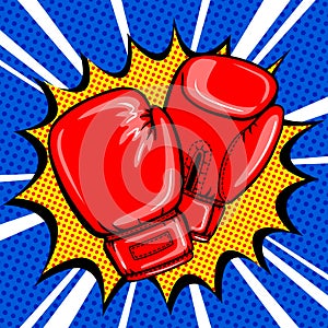 Boxing gloves pop art style vector