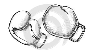 Boxing Gloves Sportive Equipment Monochrome Vector