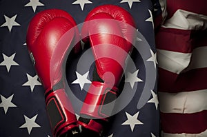 Boxing Gloves on the US Flag