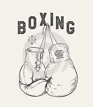 Boxing Gloves vector illustration. Print design t-shirt