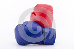 Boxing gloves on a white