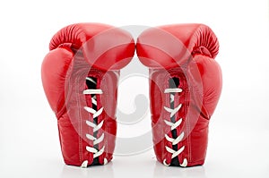 Boxing gloves on a white background close up