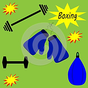 Boxing gym objects.