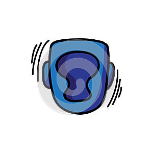 Boxing helmet doodle icon, vector illustration