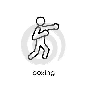 Boxing icon. Trendy modern flat linear vector Boxing icon on white background from thin line sport collection