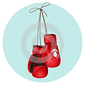 Boxing leather gloves in red and black color vector illustration