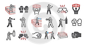 Boxing line icons set. Vector signs for web graphics