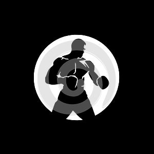 Boxing - minimalist and flat logo - vector illustration