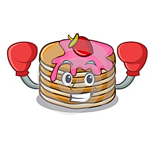 Boxing pancake with strawberry character cartoon