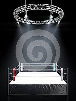 Boxing ring in dark