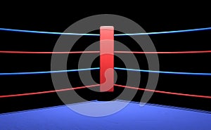 Boxing ring red corner in dark background photo