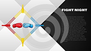 Boxing ring, top view, vector illustration