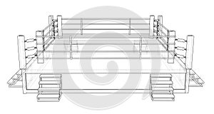 Boxing ring on white background