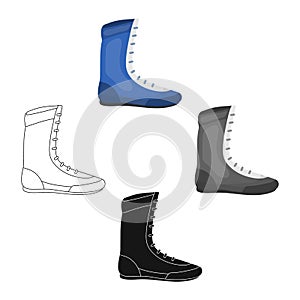 Boxing shoes icon in cartoon style isolated on white background. Boxing symbol stock vector illustration.