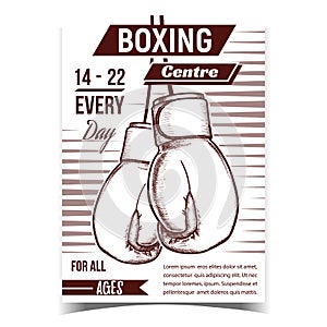 Boxing Sportive Centre Advertising Poster Vector