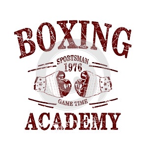 `boxing, sportsman, game time, academy` typography, tee shirt printing