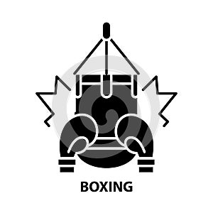 boxing symbol icon, black vector sign with editable strokes, concept illustration