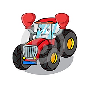 Boxing tractor character cartoon style