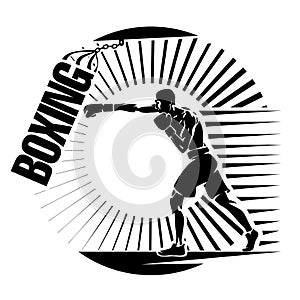 Boxing. Training with punching bag.