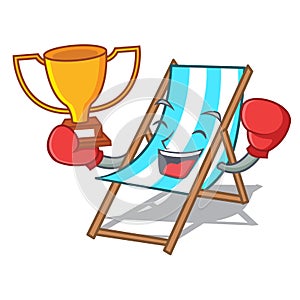 Boxing winner beach chair mascot cartoon