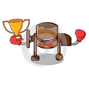 Boxing winner concrete mixer mascot cartoon
