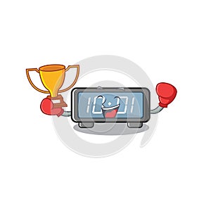 Boxing winner digital clock on a cartoon chair