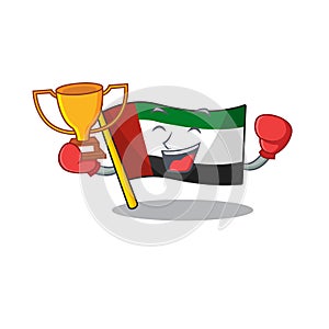 Boxing winner flag united arab emirates in character