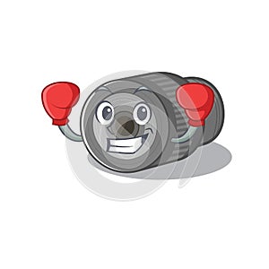 Boxing zoom lens mascot isolated with character