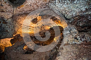 A Boxwork geological formation of rocks in Wind Cave National Park, South Dakota