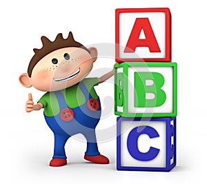 Boy with ABC blocks photo