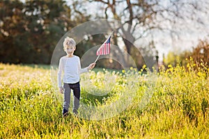 Boy with american flag