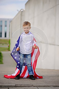 A boy with American flag