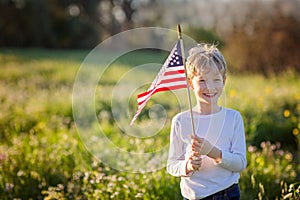 Boy with american flag