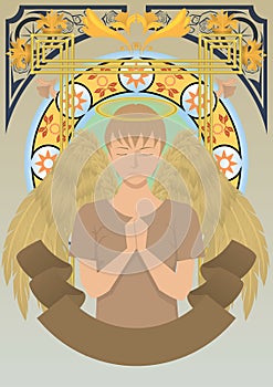 boy with angel wings. Vector illustration decorative design