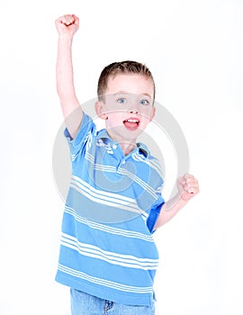 boy with arm in the air