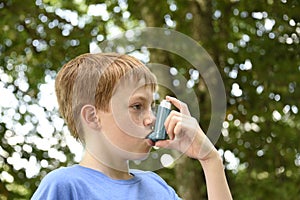 Boy with Asthma inhaler