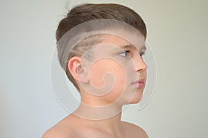 Boy with asymmetrical haircut