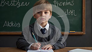 the boy attends school and does well. Ai-Generated Images