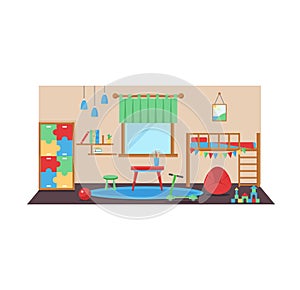 Boy baby room vector set.