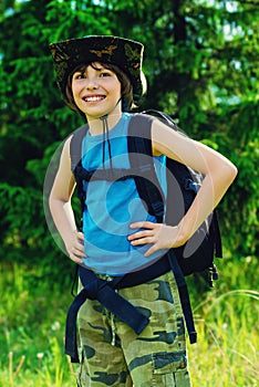 Boy with backpack