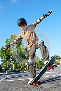 Boy Balancing on Skateboard