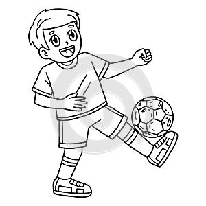 Boy Balancing a Soccer Ball with a Foot Isolated