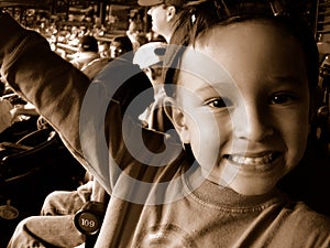 Boy at baseball game