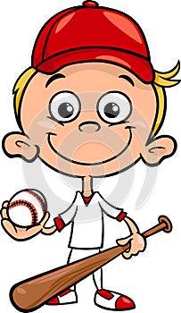 Boy baseball player cartoon illustration