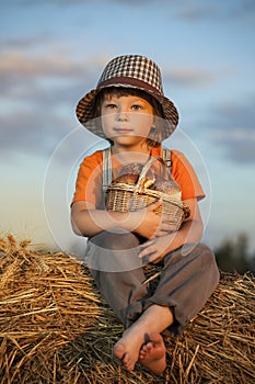 Boy with basket of buns