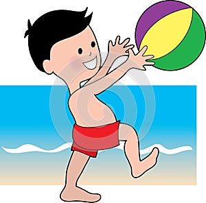 Boy with a Beach Bal