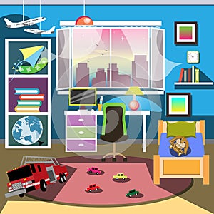 Boy Bedroom Interior.