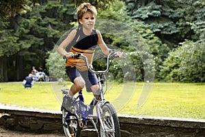 Boy on bicycle