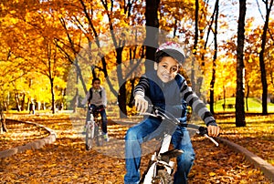 Boy on bike ride with brother