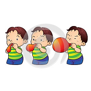 Boy blow up balloon